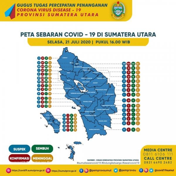 Peta Persebaran 21 Juli di Provinsi Sumatera Utara 